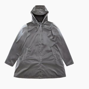 Rains A-line W Jacket in Metallic Grey / Size XL